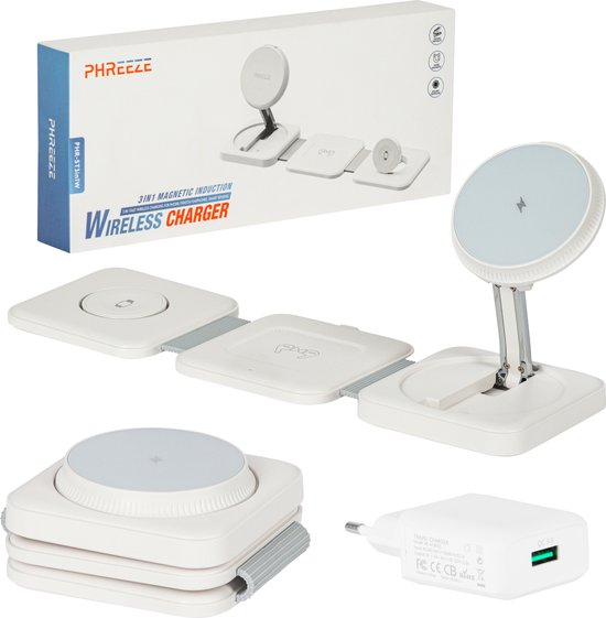 3 in 1 Oplader geschikt voor MagSafe - Draadloze Oplader - Oplaadstation geschikt voor Apple - Wireless Qi Charger