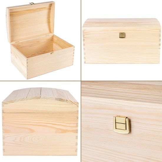 Creative Deco XL Blauw Grote Houten Doos Opbergdoos | 40 X 30 X 14 Cm Met Deksel Box Kist