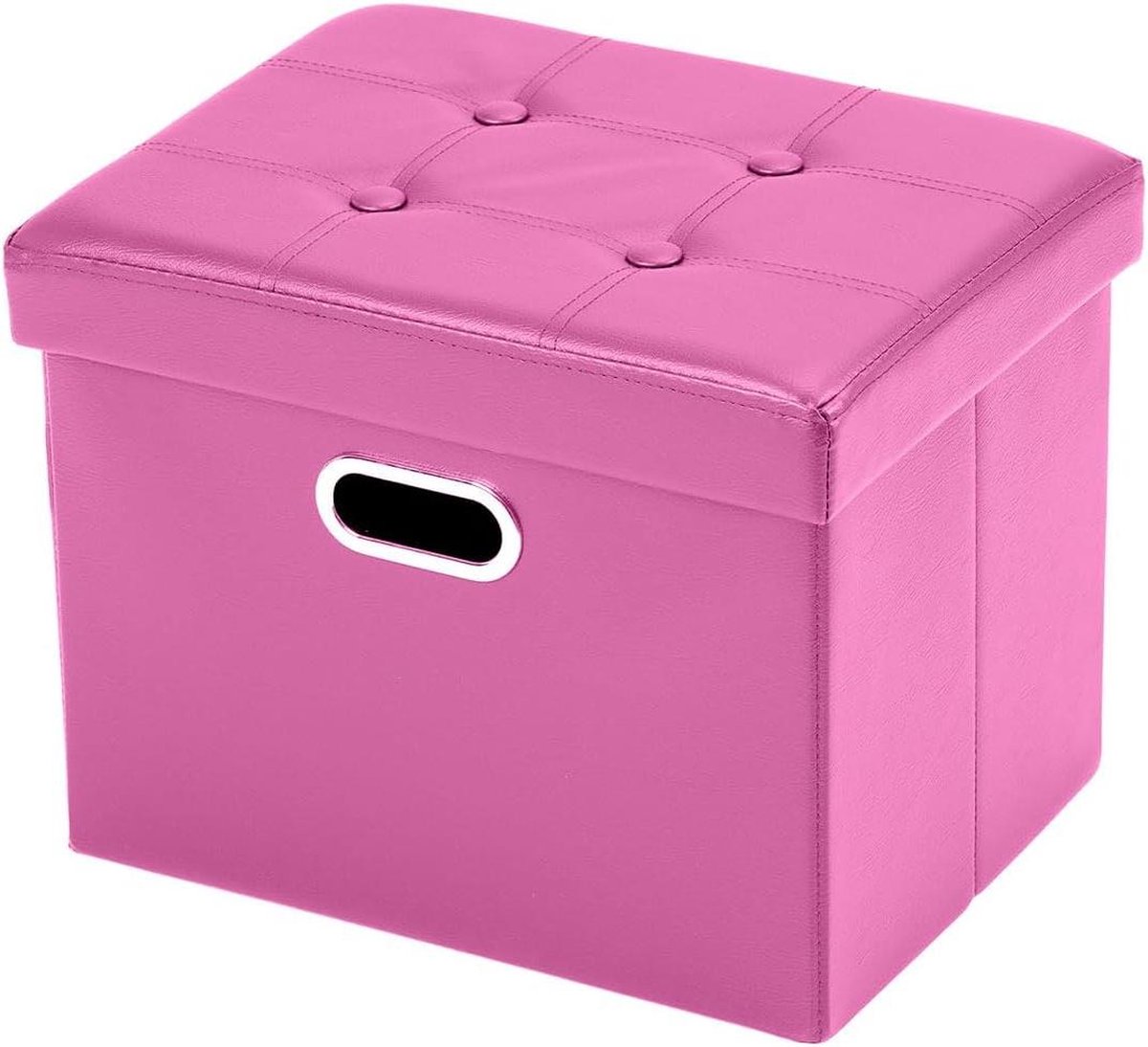Opbergdoos voetenbank kruk van kunstleer - 43 x 33 x 33 cm - rozen