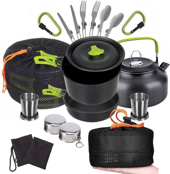 Camping pannenset kemping waterkoker koekenpan 18 st in 1 van Camp — afbeelding 3
