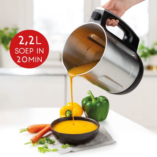 DOMO DO716BL Soepmaker – 2,2L – 7 programma’s – Blender – RVS – Zwart