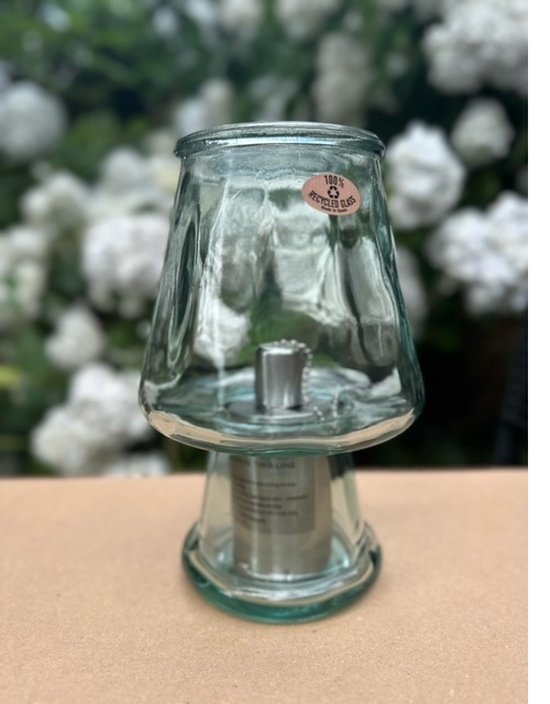 Nostalgische olielamp van gerecycled glas