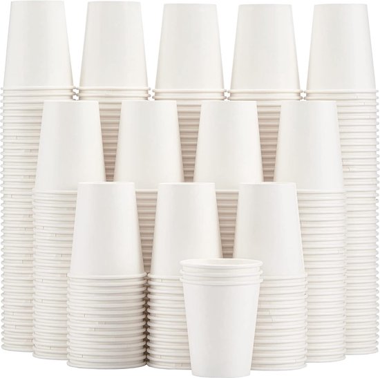 voordeelpak 200 stuks - 8oz -wegwerp papieren bekers - koffie bekers - Koffiebeker - Drinkbeker Wit - Kartonnen bekers - drank bekers - milieuvriendelijk - Wegwerpbeker - Papieren Beker - To-Go
