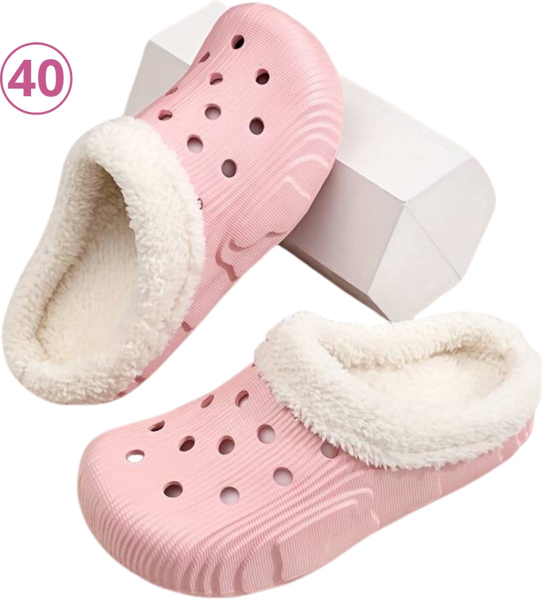 Nivard Warme Pantoffels - Sloffen - Slippers - Dames - Heren - Pluche - Maat 38 - Licht Roze