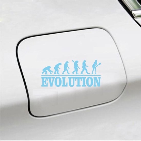 Foto: Bumpersticker evolution tennis 20x9 3 licht blauw