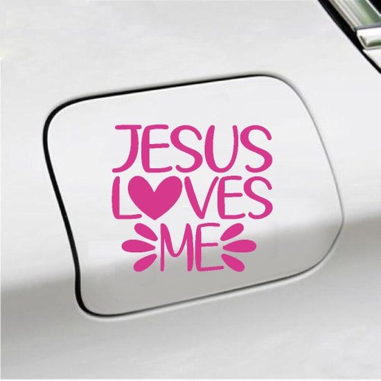 Autocollant pour pare-chocs - Jésus m'aime - 12x12 - Rose