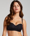 Zwarte voorgevormde strapless beugel-bh.