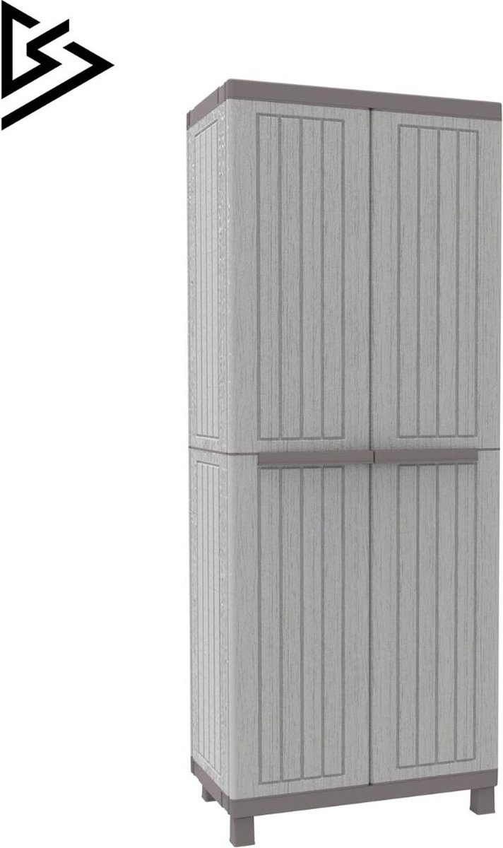 Merklooss Tuinkast Tuinkist Tuinkasten voor Buiten Tuinberging Kunststof 80x50x180cm Licht Grijs