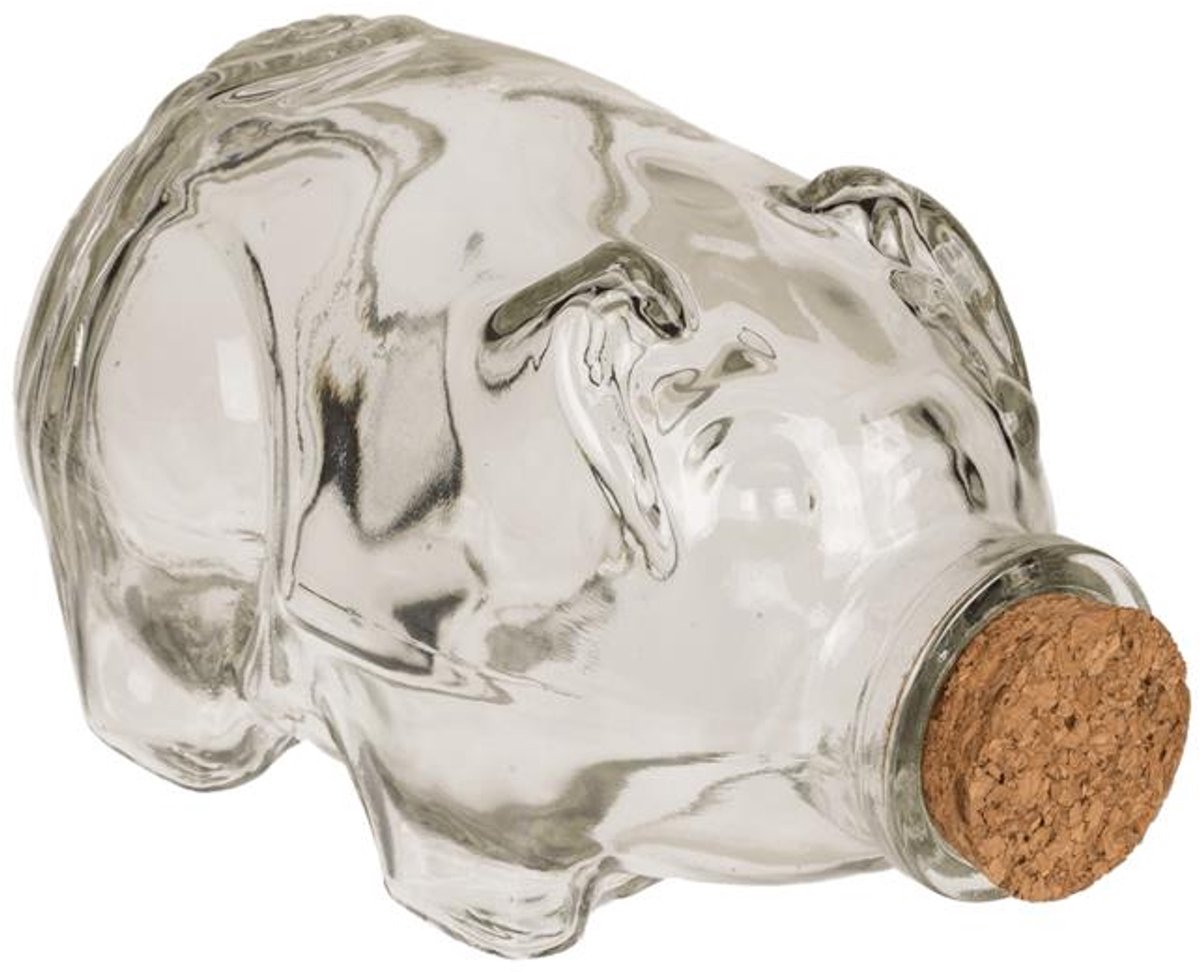 Voorraadpot varken glas met kurk 14x8cm