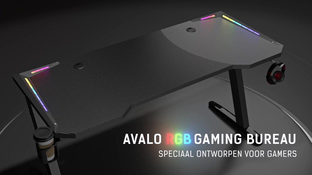 Avalo Gaming Bureau - Game Desk Met LED Verlichting - Gaming Desk - Tafel - Zwart