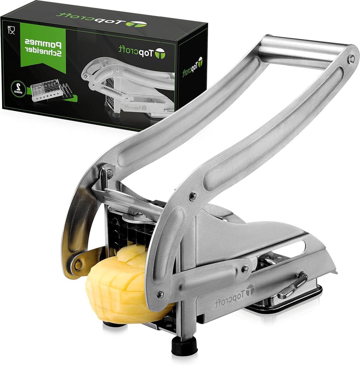 Bol.com Frietsnijder roestvrij staal met 2 inzetstukken - makkelijk aardappels snijden - vaatwasmachinebestendig - gezonde voedi... aanbieding