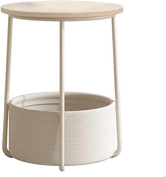 Ronde Bijzettafel Voor Kleine Ruimtes 2 Niveaus Bijzettafel Met Verwijderbare Stoffen Mand Metalen F Ronde Bijzettafel Voor Kleine Ruimtes 2 Niveaus Bijzettafel Met Verwijderbare Stoffen Mand Metalen F