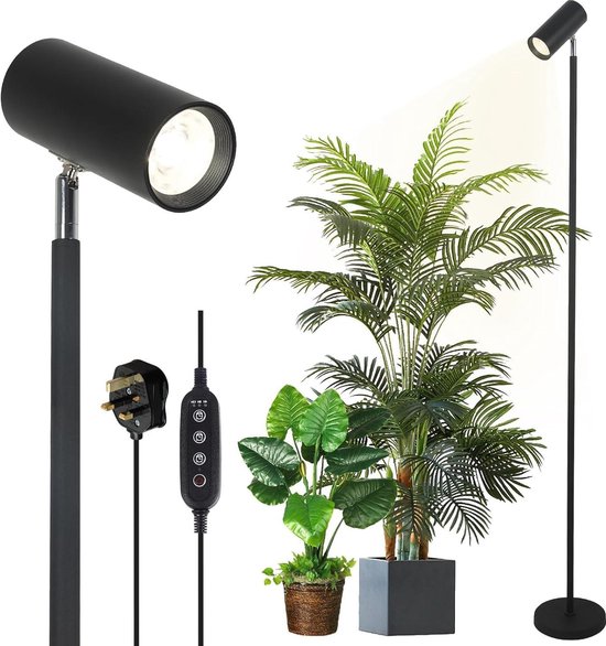 SANSI LED Plantenlamp met Volledig Spectrum voor Kamerplanten, 4.5W Potklemlamp met 4/8/12-uurs Timer, 4 Dimbare Helderheidsniveaus, Geschikt voor Kleine Planten, Wit, 2 Stuk