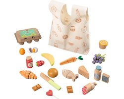 howa Winkel Accessoires van Hout, Speelgoed Eten 25 stuks met Tas 4895