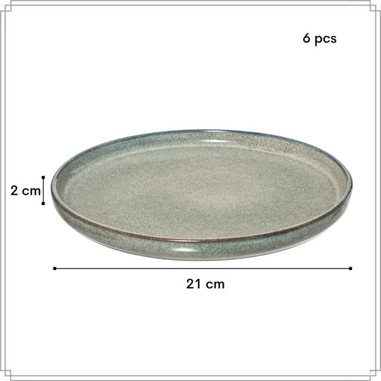 OTIX Ontbijtborden - Bordenset - 6 Persoons - Dessertbord - 21cm - Aardewerk - Gebaksbordjes - BEECH