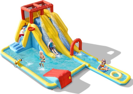 Foto: Costway waterglijbanen xxl waterslide waterpark springkussen met glijbaan waterglijbaan opblaasbaar waterglijbaan waterpret speelgoed buiten waterpret voor kinderen waterglijbaan opblaasbaar