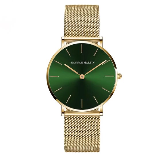 Montre élégante Hannah Martin | Doré | Cadran vert | Borasi | Montres femme | Montres Femme | Montres les Best vendues | Beau cadeau | Cadeau pour elle | Cadeau pour maman | Coffret cadeau de Luxe | Cadeau de fête des mères