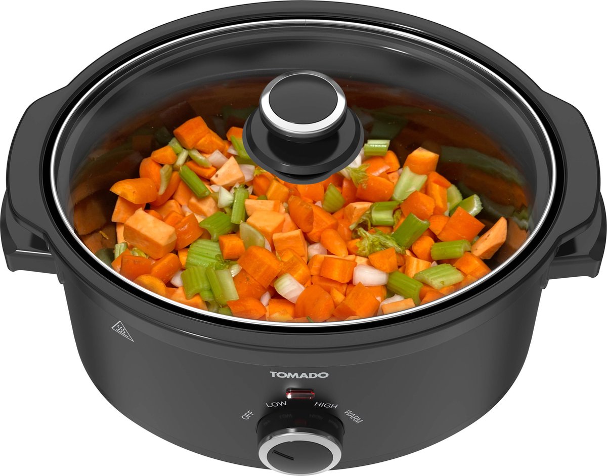 Afbeelding 2 van Tomado TSC3501B - Slowcooker - 3,5 liter - Keramische binnenpan - 3 warmtestanden - Warmhoudfunctie - PFAS vrij - Zwart