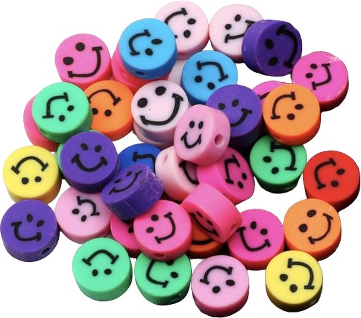 Hiden - Kralen set - Kralenset - Kralenset sieraden maken - Armbandjes maken - Ketting - Armband - Rubberen Smileys - 20 stuks