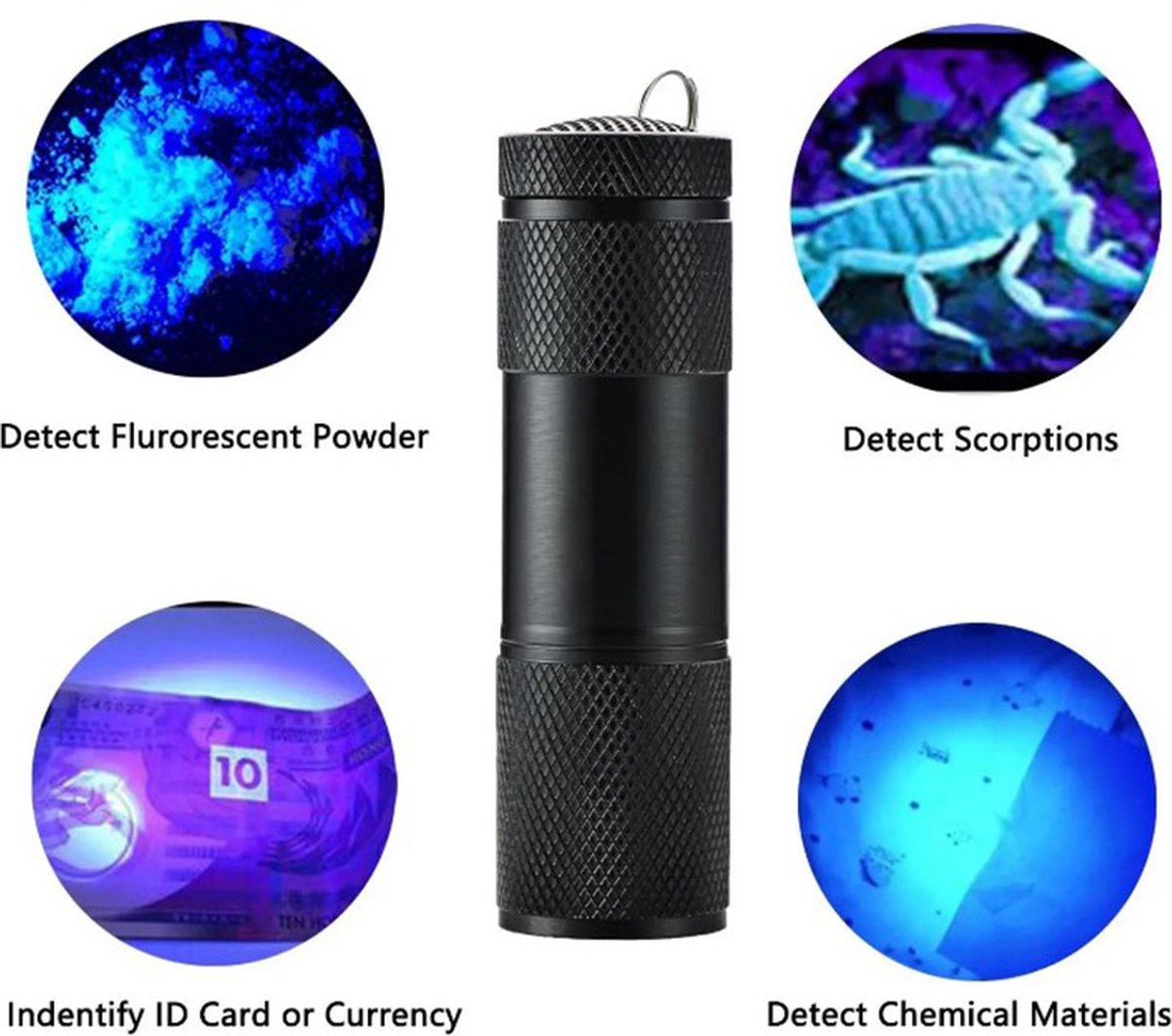 Actie4you® - UV zaklamp - Ultraviolet Led lamp - Blacklight - Vlekken & Vervalsing Detectie - Vals Geld - Aluminium