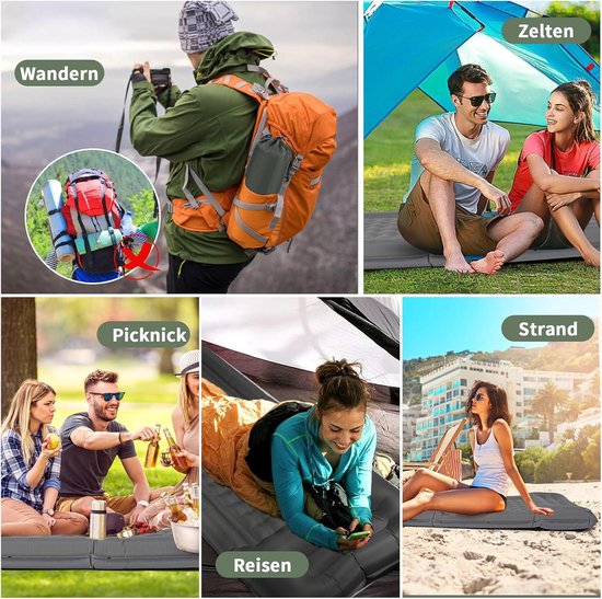 Zelf opblazen campingmat, dik, 5 cm hoog, thermische, ultralichte slaapmat, PVC opblaasbare mat voor wandelen, tent en backpacking Zelf opblazen campingmat, dik, 5 cm hoog, thermische, ultralichte slaapmat, PVC opblaasbare mat voor wandelen, tent en backpacking