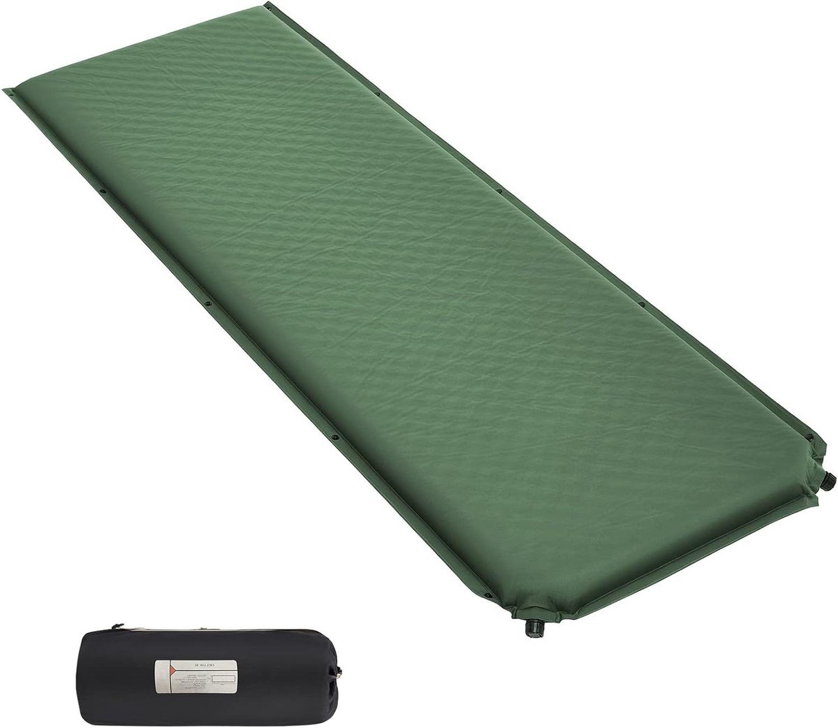 Zelfopblazende 8 cm dikke slaapmat voor rugzakreizen en wandelen - 192 x 63 x 8 cm - groen