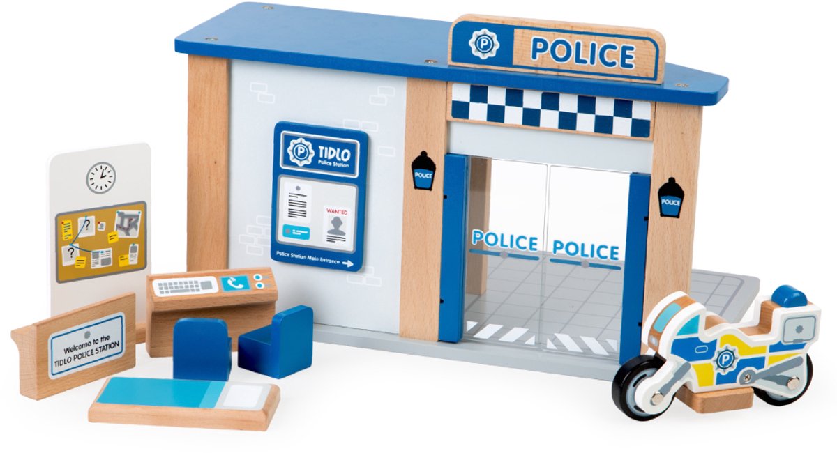 Tidlo Politiebureau houten speelgoed met accessoires - politie thema.