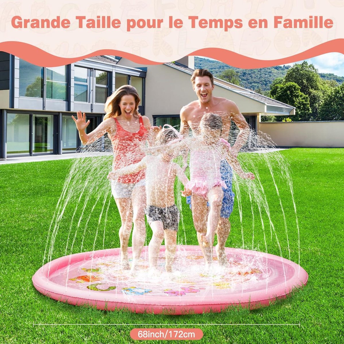 Shinybox Tapis Jet D'Eau Licorne 170cm - Splash Pad Avec 10 Patchs Réparation Inclus