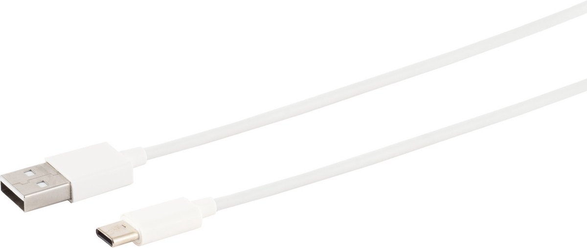 USB Lade-Sync Kabel, USB A Stecker auf USB-C Stecker, 2.0, ABS, weiß, 2,0m