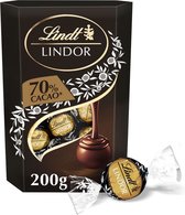 Lindt LINDOR 70% pure chocolade bonbons 200 gram - 16 zacht smeltende pure chocolade bonbons