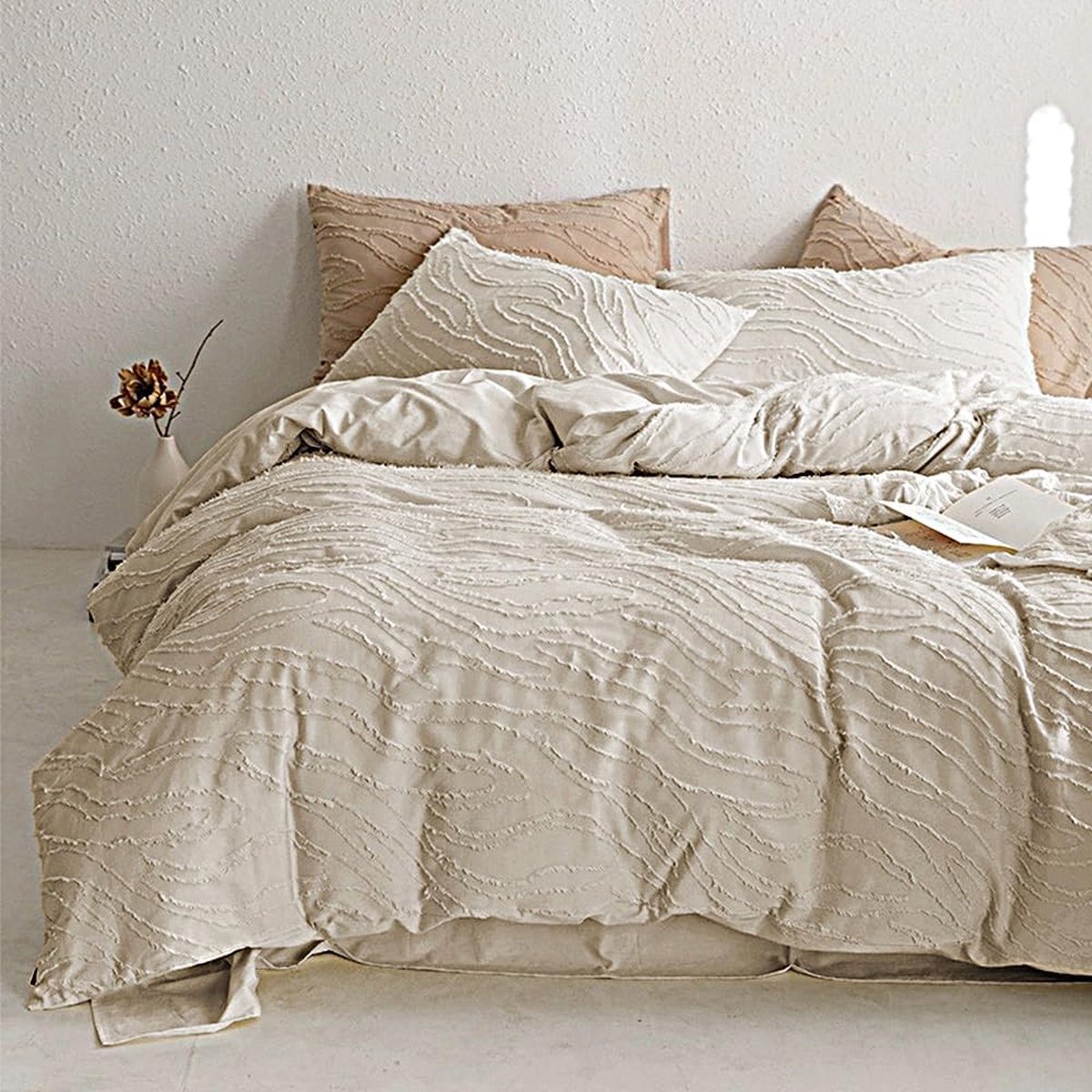 DXHOME Bohemen beddengoed, beige, 200 x 220 cm, getuft