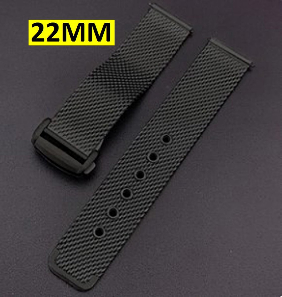 Mesh - Roestvrijstalen horlogeband geschikt voor Omega 007 en Seamaster 300 - armband - opvouwbare gesp - Zwart - 22MM