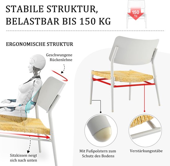 Idemon Bistroset, 3-delig, aluminium balkonmeubelset, PE rotan, draagvermogen 150 kg, geschikt voor binnenplaatsen, tuinen en balkons, beige