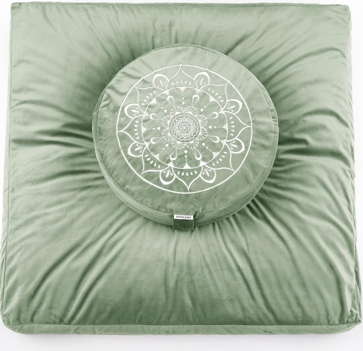 Groot meditatiekussen en Zabuton-matset Meditatiekussen en Zafu-mat Cadeaus voor dames en heren (groen)