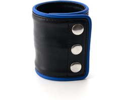 665 Leather - Leren Pols Portemonnee met Rits - Zwart/Blauw
