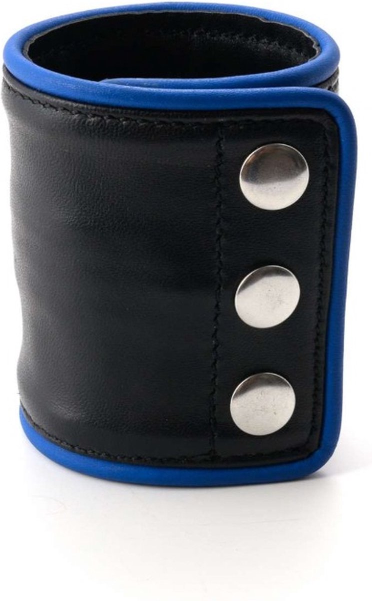 Goedkoopste 665 Leather - Leren Pols Portemonnee met Rits - Zwart/Blauw