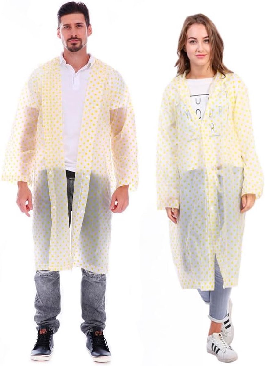 Set van 2 regenponcho's, regencape, transparant, herbruikbaar voor fietsen, wandelen, kamperen, vissen, concerten, stadions, festivals