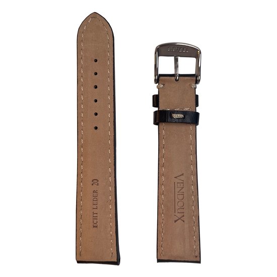 Anbeer Horlogeband van echt leer, snelsluiting met roestvrijstalen gesp, 18 mm, 20 mm, 22 mm, 24 mm, 20 mm, Zonder steen