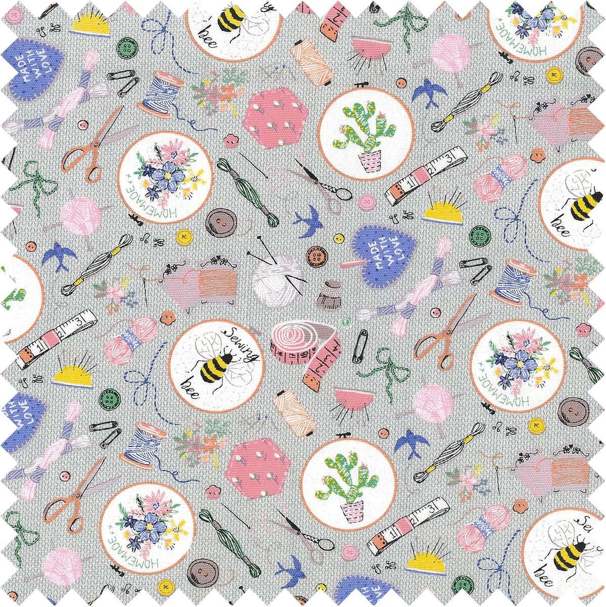 Hobby Gift Exclusieve voorgevulde knutseldoos met 94-delige naaiset inbegrepen, 18,5 x 25,5 x 14,5 cm, grijze stippen