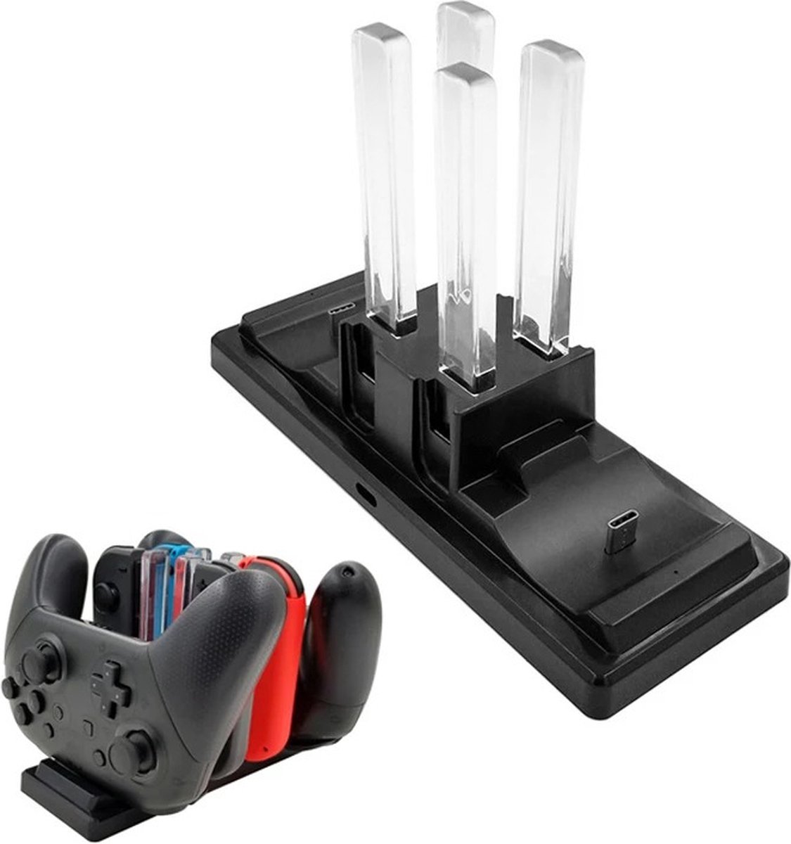 DrPhone NDS15 - 6 in 1 Laadstation - Controller lader - Oplader - Houder - Geschikt voor de N-Switch / Joycons / Pro Controllers