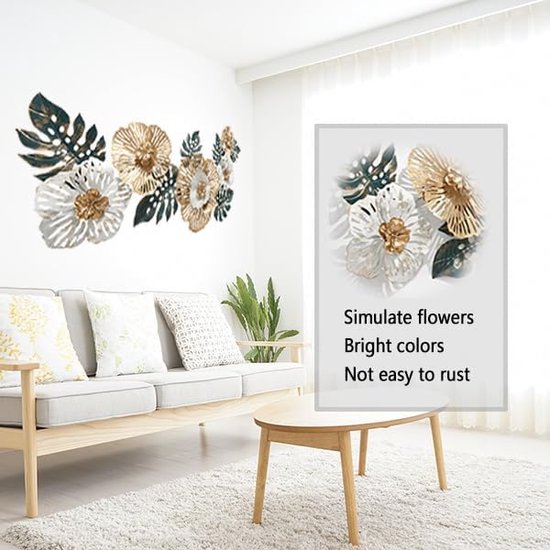 ruelen 3 stuks grote metalen bloemen wanddecoratie, moderne minimalistische bloemenlijn sculptuur muurkunst opknoping wanddecoratie voor thuis slaapkamer woonkamer badkamer kantoor boven bed decor