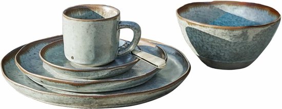 LOBERON Services de table 30 pièces Biarré turquoise/marron