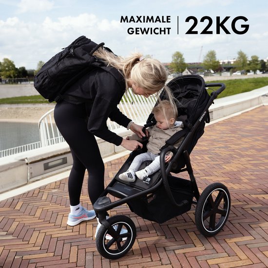 Deryan Bolt hardloop kinderwagen - Jogging buggy - Muggennet - Creme