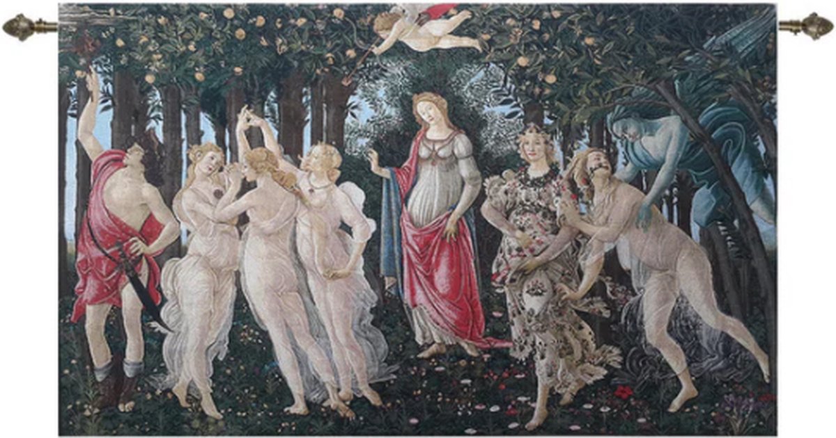 Signare Wandkleed - Luxe gobelinstof - Primavera - Sandro Botticelli - 140 x 89 cm multi