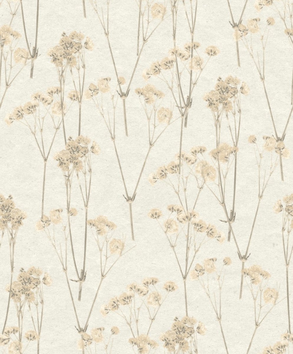 Herbarium - Vliesbehang - Bloemen - Beige - 0,53 x 10,05 M.