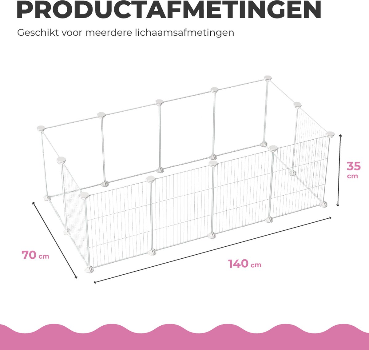 MaxxPet Kleine Dierenren - 140x70x35 cm - Moduleerbare Ren - Konijnenren - Wit thumbnail 3