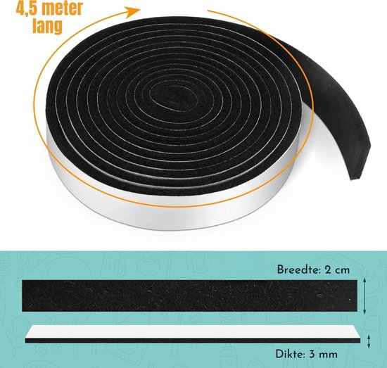 Feutre de remplacement AXIMO pour BBQ - 450cm x 2cm x 3mm - Convient pour Green Egg, Kamado, Black Bastard etc.