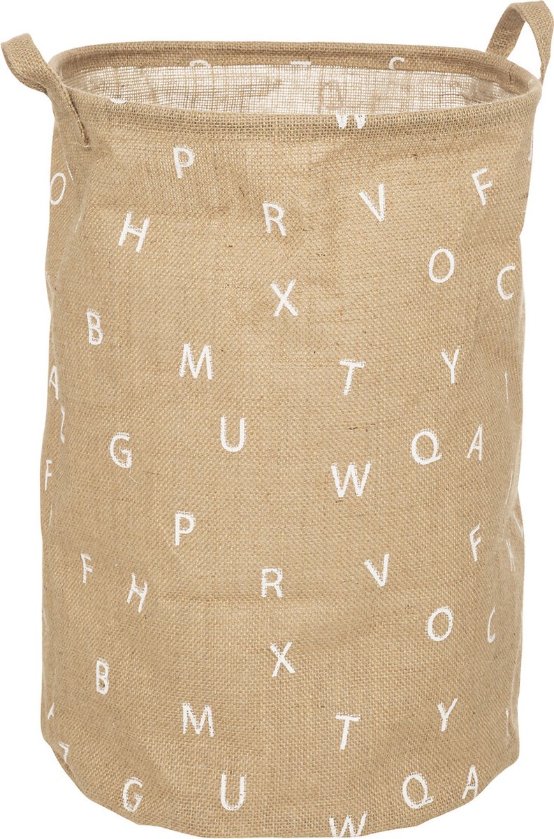 Atmosphera kids Wasmand ABC jute - opbergmand kinderen - speelgoedmand - mand - opvouwbaar - 35 X H49 cm