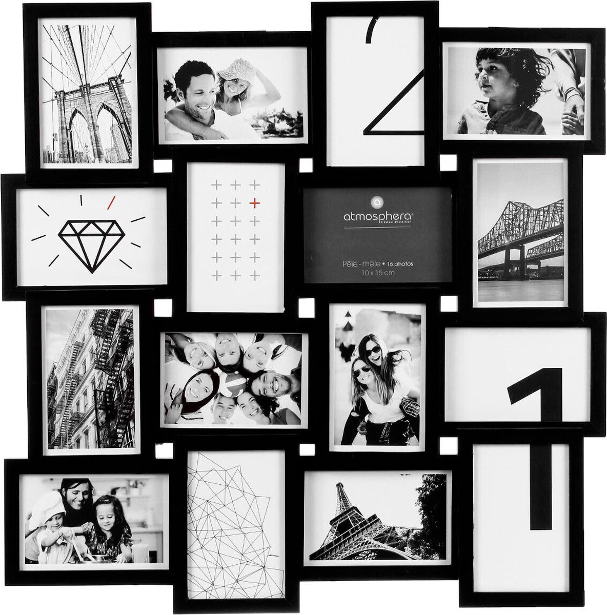 Fotomuur met 16 foto's van dennenhout GAEL