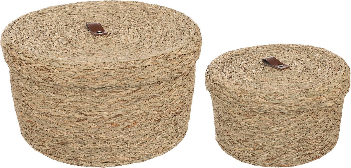 Atmosphera Arianna opbergmanden set van 2 stuks - 28x17cm - Riet